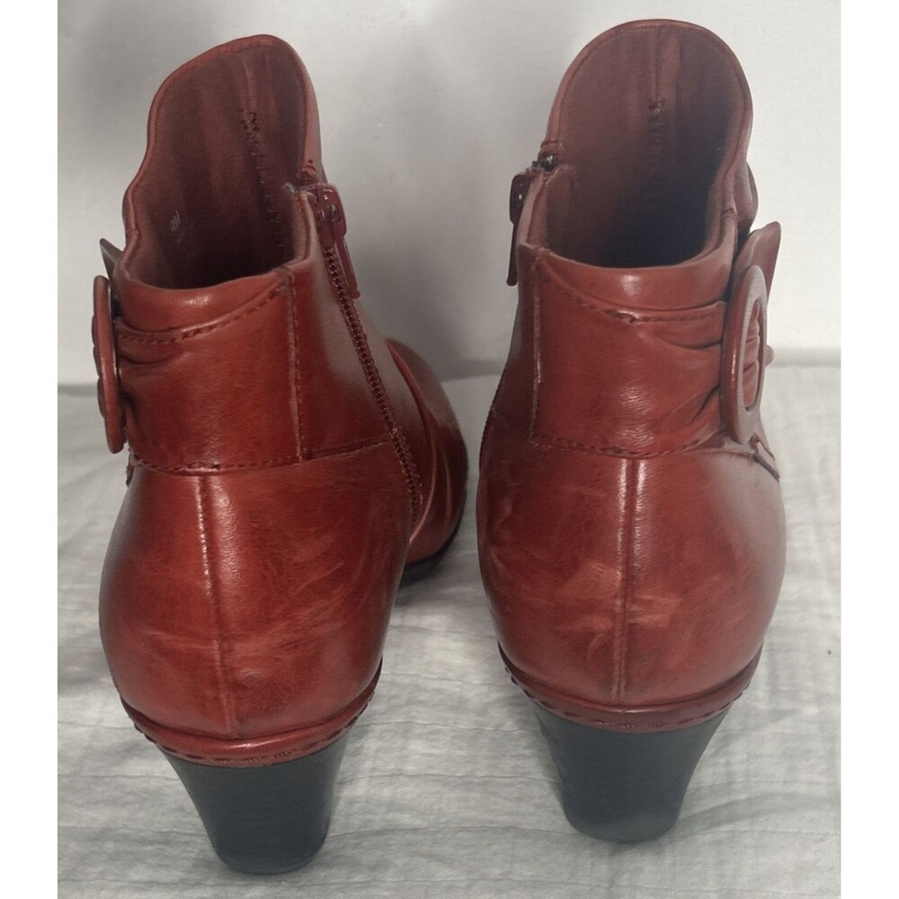 Rockport Cobb Hill Ankle Boots Heel side zip Up Red Women's 9M Y2K - Picture 4 of 7